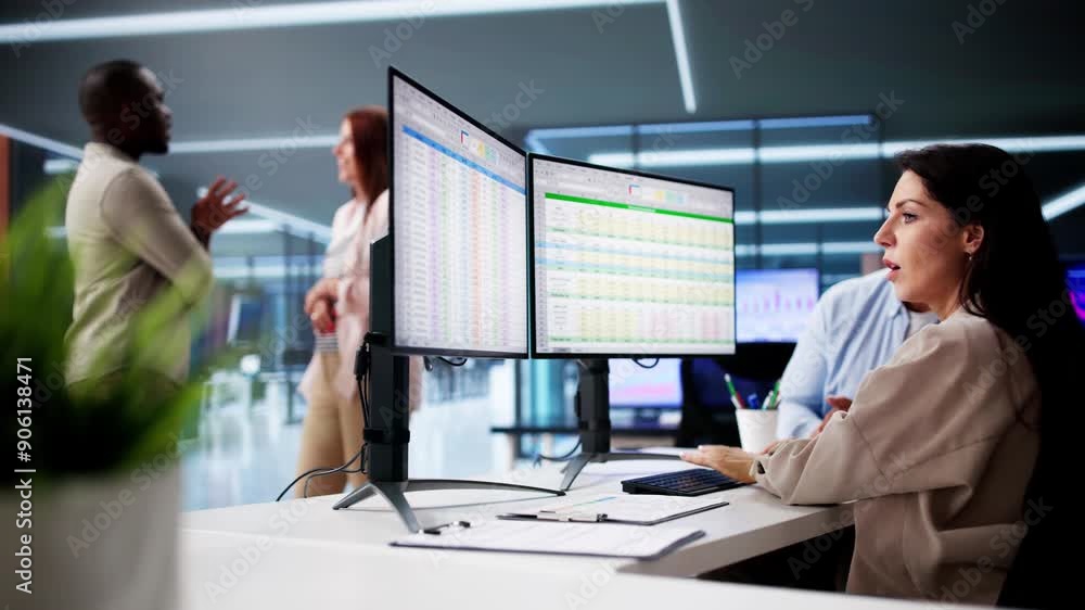 Aufkleber people working with spreadsheet data