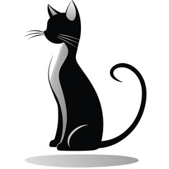 Cat Silhouette Vector Illustration  Elegant Black Feline Design.