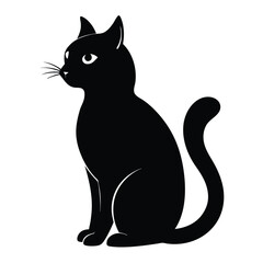 Cat Silhouette Vector Illustration  Elegant Black Feline Design.