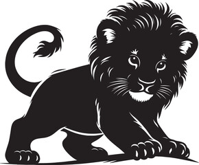 Lion Silhouette isolated on white background Minimalist lion vector shape icon
