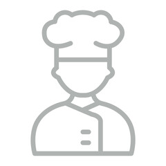 Chef Vector Line Grey Icon Design