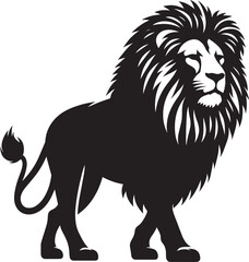 Lion Silhouette isolated on white background Minimalist lion vector shape icon