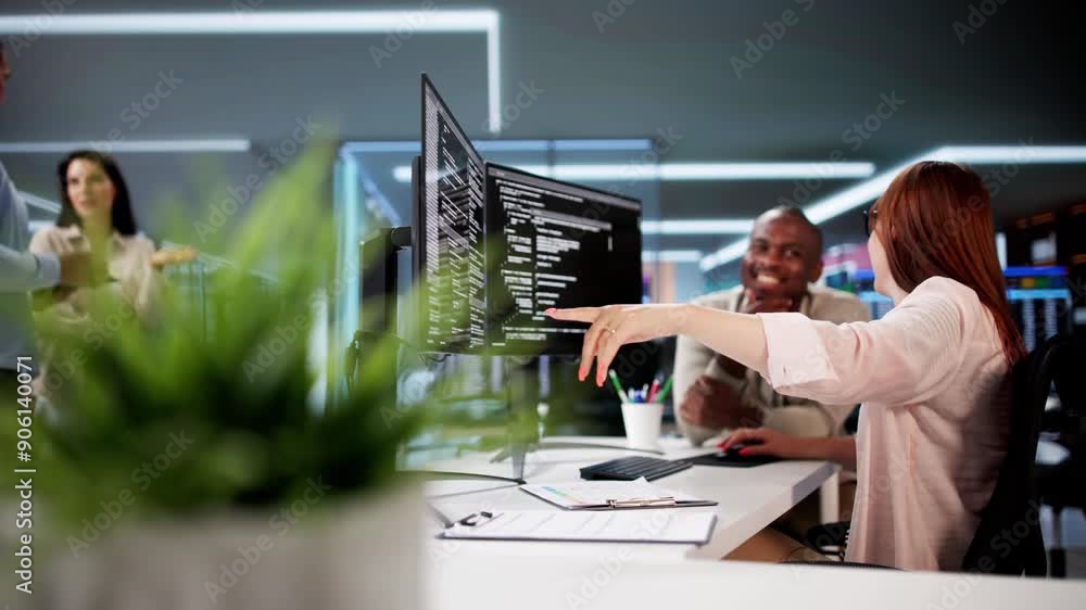 Poster african american programmer woman coding