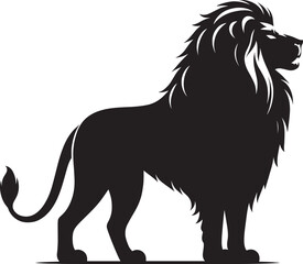 Lion Silhouette isolated on white background Minimalist lion vector shape icon
