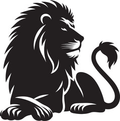 Lion Silhouette isolated on white background Minimalist lion vector shape icon