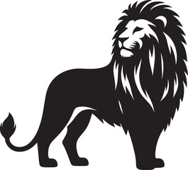 Lion Silhouette isolated on white background Minimalist lion vector shape icon