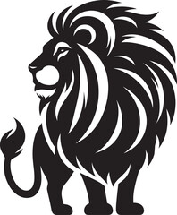 Lion Silhouette isolated on white background Minimalist lion vector shape icon