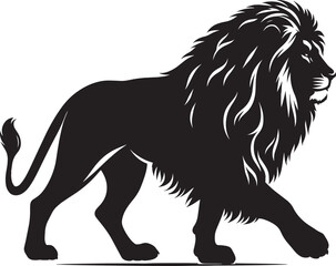 Lion Silhouette isolated on white background Minimalist lion vector shape icon