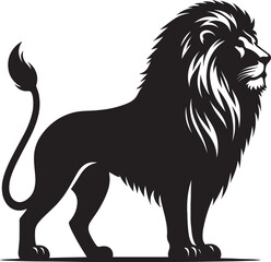 Lion Silhouette isolated on white background Minimalist lion vector shape icon