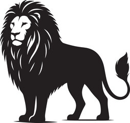 Lion Silhouette isolated on white background Minimalist lion vector shape icon