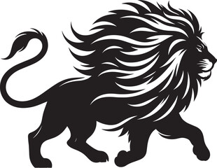 Lion Silhouette isolated on white background Minimalist lion vector shape icon