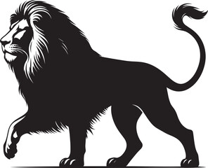 Lion Silhouette isolated on white background Minimalist lion vector shape icon