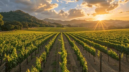 Naklejka premium Vineyard Sunset