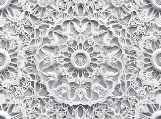 3D render plasticine seamless pattern of geometric background with grey lace texture on a white background