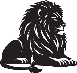 Lion Silhouette isolated on white background Minimalist lion vector shape icon