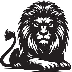 Lion Silhouette isolated on white background Minimalist lion vector shape icon