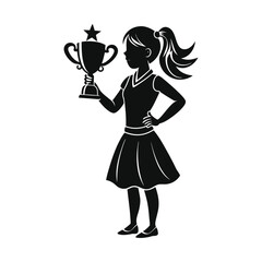 girl holding trophy silhouette
