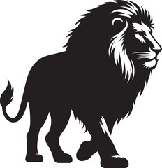 Lion Silhouette isolated on white background Minimalist lion vector shape icon