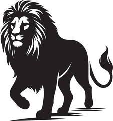Lion Silhouette isolated on white background Minimalist lion vector shape icon