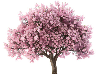 Obraz premium cherry trees in full pink bloom on white background,generative ai