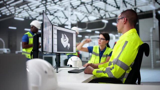Engineer Doing 3D CAD Model Design On Computer