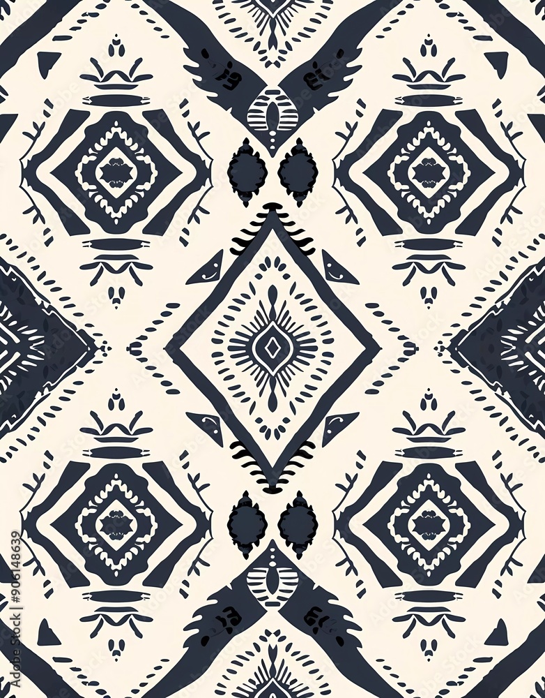 Poster seamless pattern with white background and gray and black color palette.