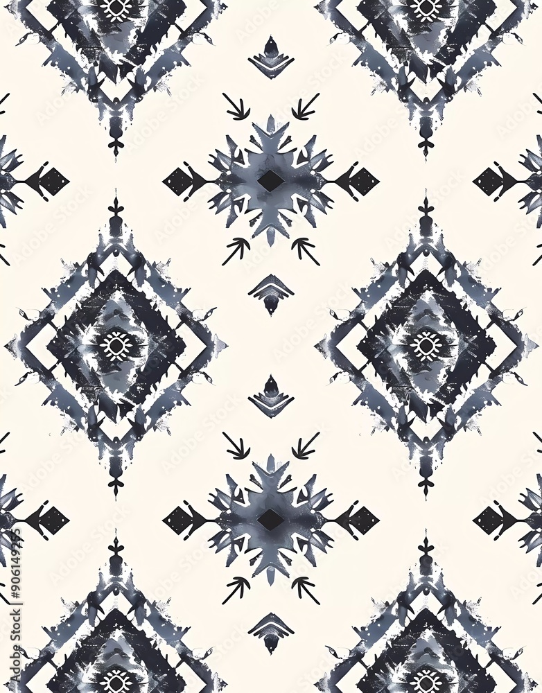 Poster seamless pattern with white background and gray and black color palette.