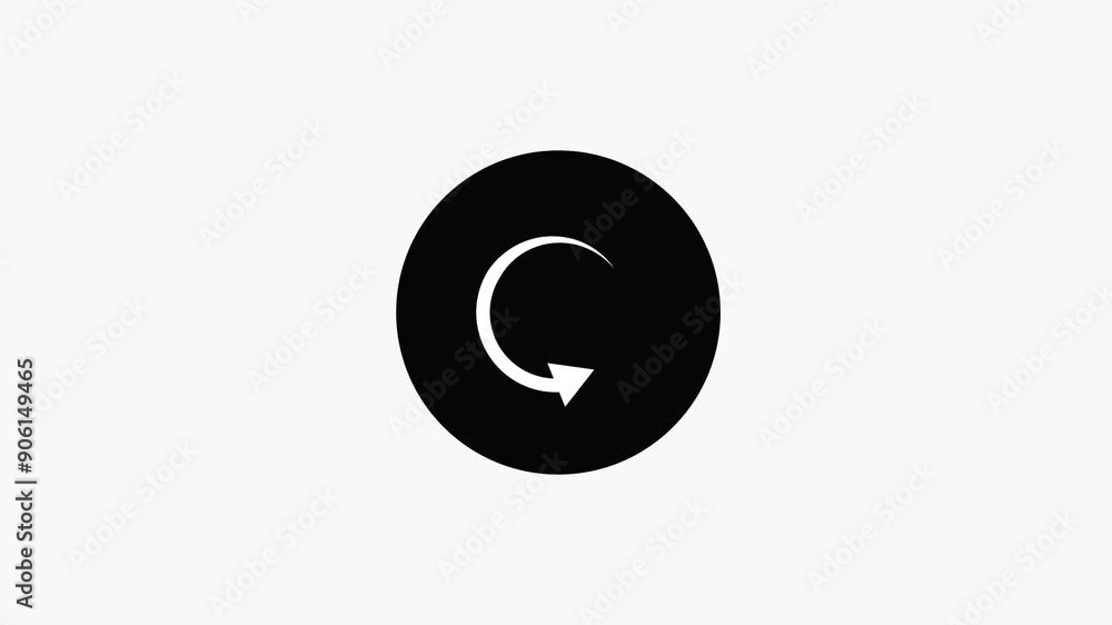 Poster circle in arrow icon animation with black background