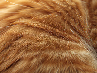 Fototapeta premium Close-up of the fur texture on an orange cat's back, highly detailed, professional photography, high definition quality