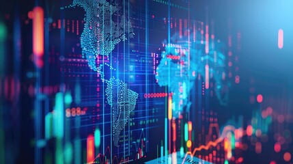 Obraz premium Market analysis with a digital globe and interconnected data points