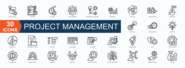 Project Management Icon Collection Set.