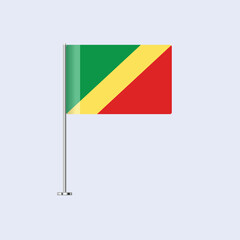 Isolated Congo DR Table Flag on Pole, Congolese Flag Vector Design for Print and Web
