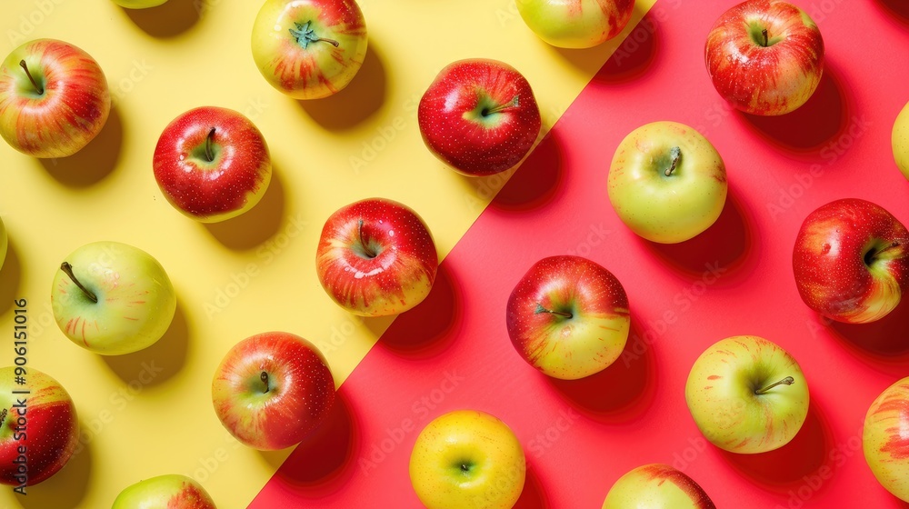 Aufkleber Arranging Apples on Colored Background for Display