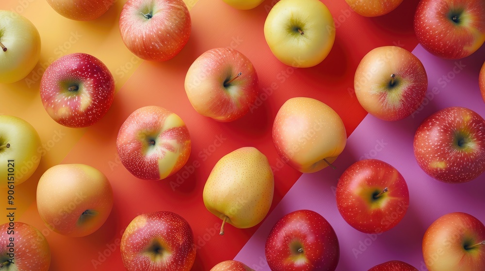 Aufkleber Arranging Apples on Colored Background for Display
