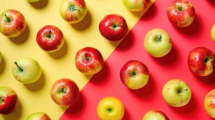Arranging Apples on Colored Background for Display