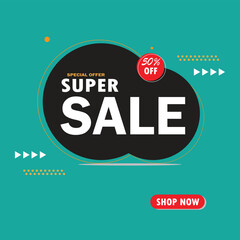 Obraz premium Super sale banner template design for web or social media, discount 50% off
