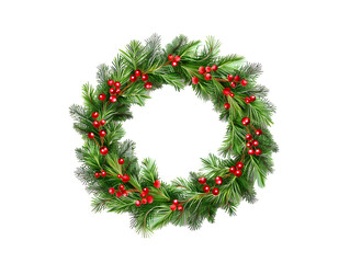 christmas wreath isolated on white background,generative ai