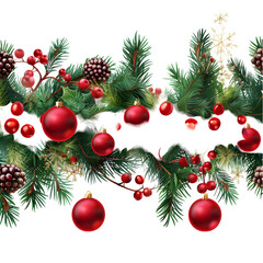 banner with fir branches white background,generative ai