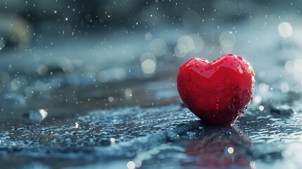 Red heart submerged in water