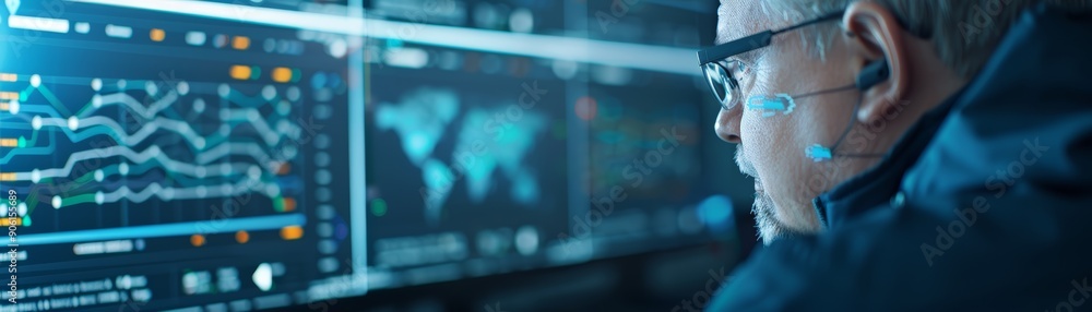 Aufkleber data analyst monitoring real-time analytics dashboard