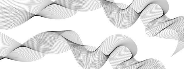 Wavy digital futuristic technology curve ocean lines on transparent background. Vector illustration.