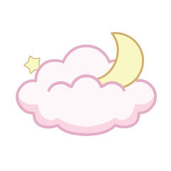 Cute pink cloud vector isolated on white background
