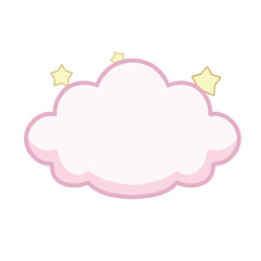 Cute pink cloud vector isolated on white background