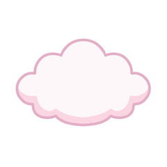 Cute pink cloud vector isolated on white background
