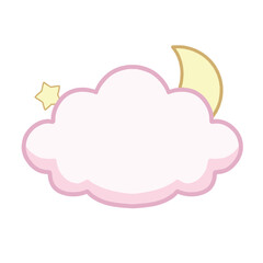 Cute pink cloud vector isolated on white background