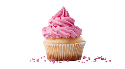 chocolate pink cupcake isolated on white background,generative ai