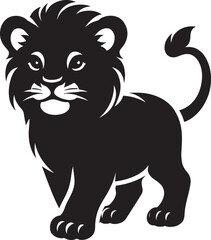 Baby Lion Silhouette isolated on white background Minimalist lion vector shape icon