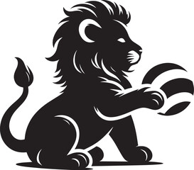 Baby Lion Silhouette isolated on white background Minimalist lion vector shape icon