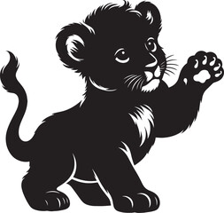 Baby Lion Silhouette isolated on white background Minimalist lion vector shape icon