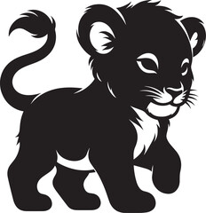 Baby Lion Silhouette isolated on white background Minimalist lion vector shape icon